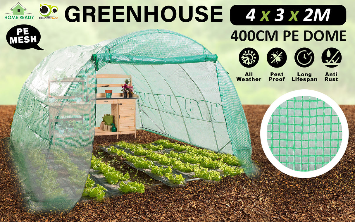 4x3x2M Greenhouse PE Dome Tunnel - GREEN