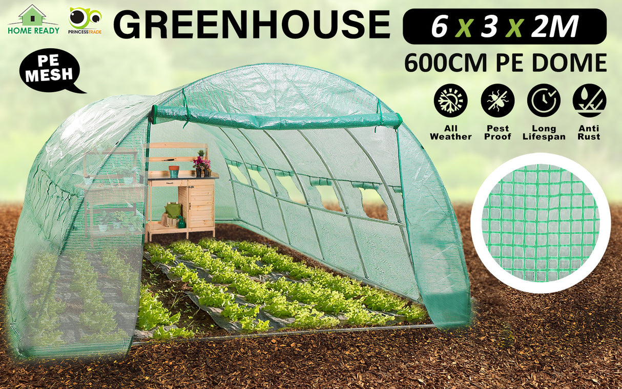 6x3x2M Greenhouse PE Dome Tunnel - GREEN