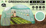 6x3x2M Greenhouse PE Dome Tunnel - GREEN