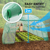 6x3x2M Greenhouse PE Dome Tunnel - GREEN - Low Angle