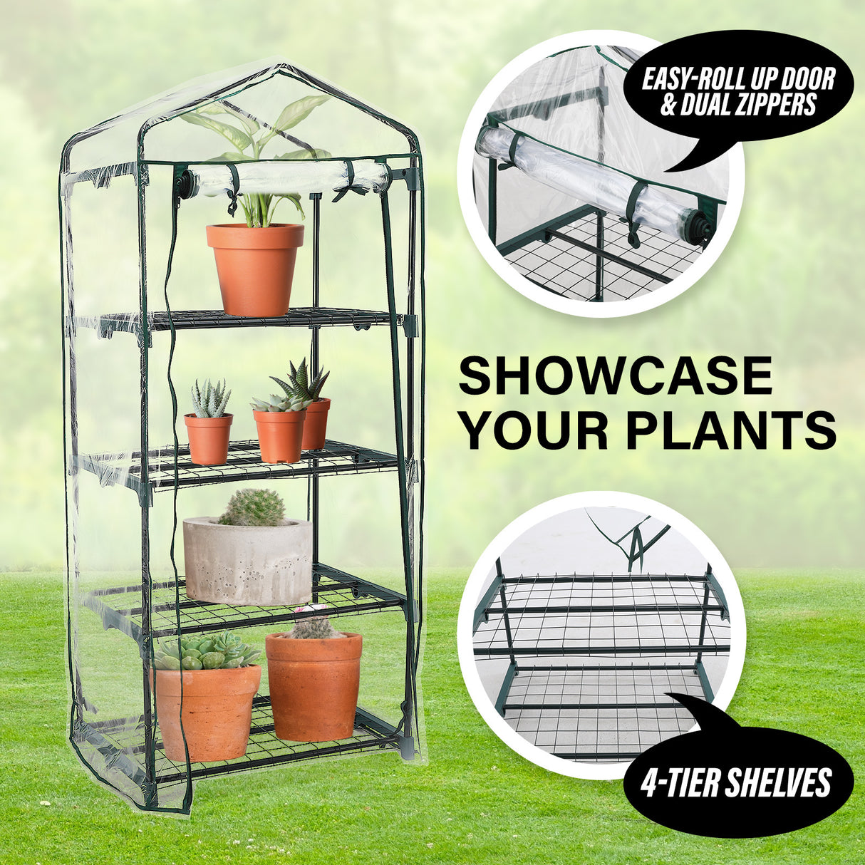 4 Tier Greenhouse Mini PVC Apex Roof Cover Only - CLEAR