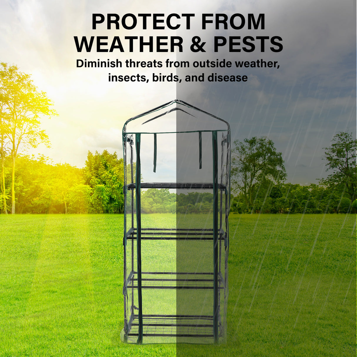 4 Tier Greenhouse Mini PVC Apex Roof Cover Only - CLEAR