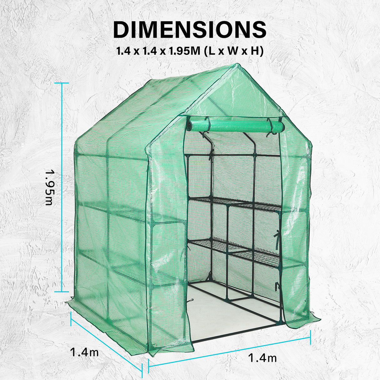 143cm Greenhouse PE Apex Roof Cover Only - GREEN