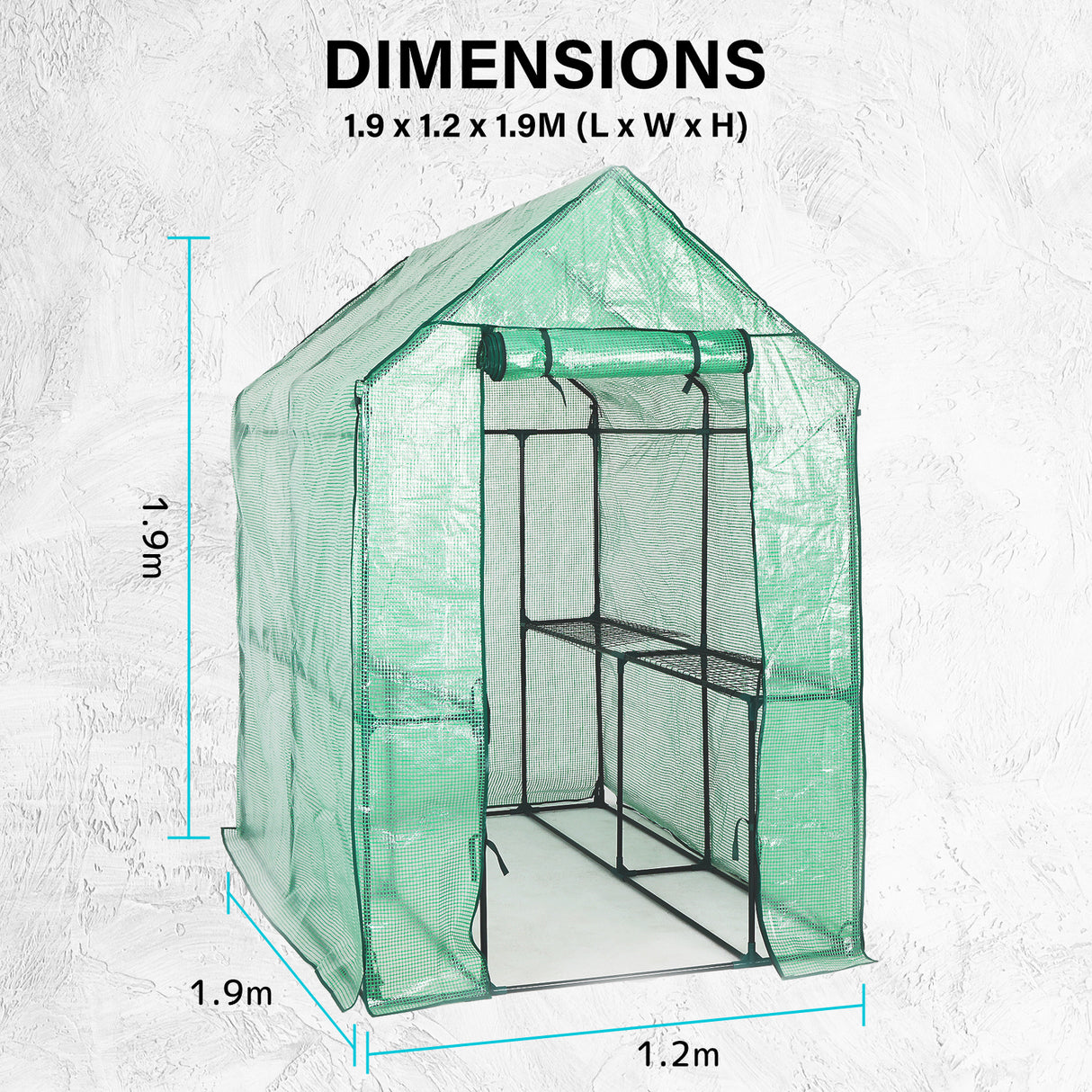 190cm Greenhouse PE Apex Roof Cover Only - GREEN
