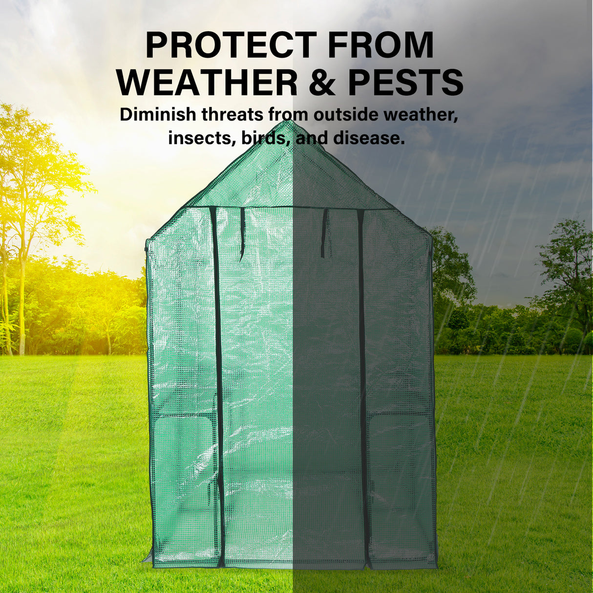 190cm Greenhouse PE Apex Roof Cover Only - GREEN