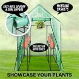 190cm Greenhouse PE Apex Roof Cover Only - GREEN - 45-Degree Angle