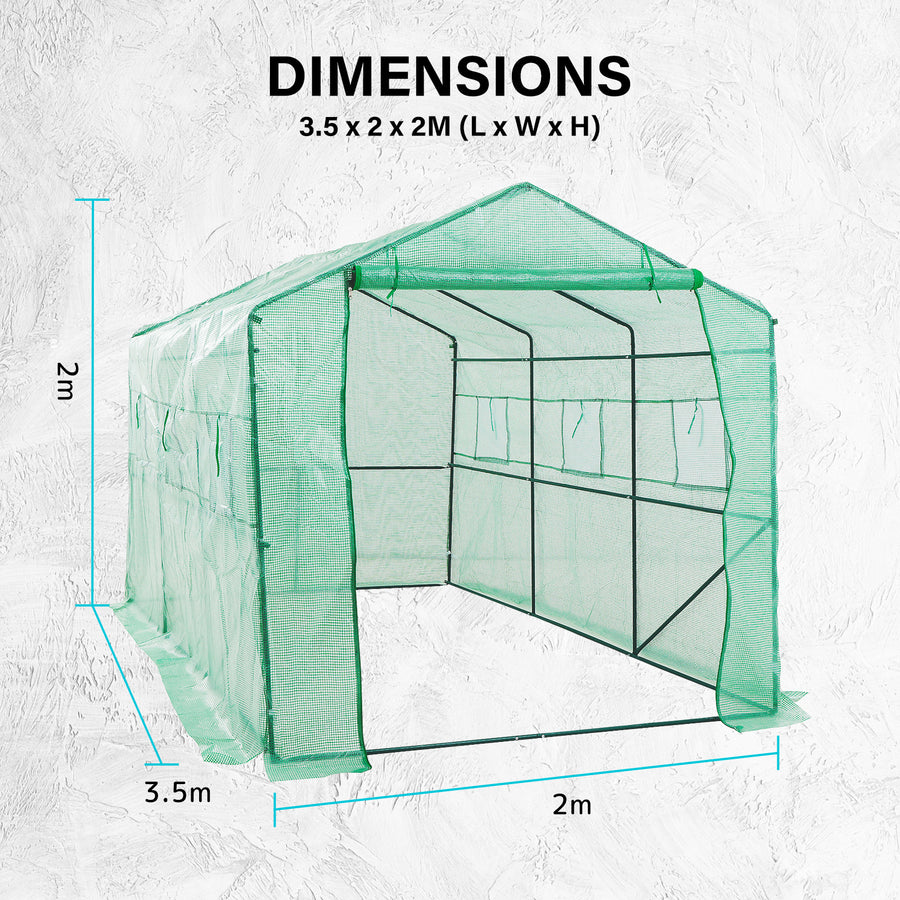 350cm Greenhouse PE Apex Roof Cover Only - GREEN