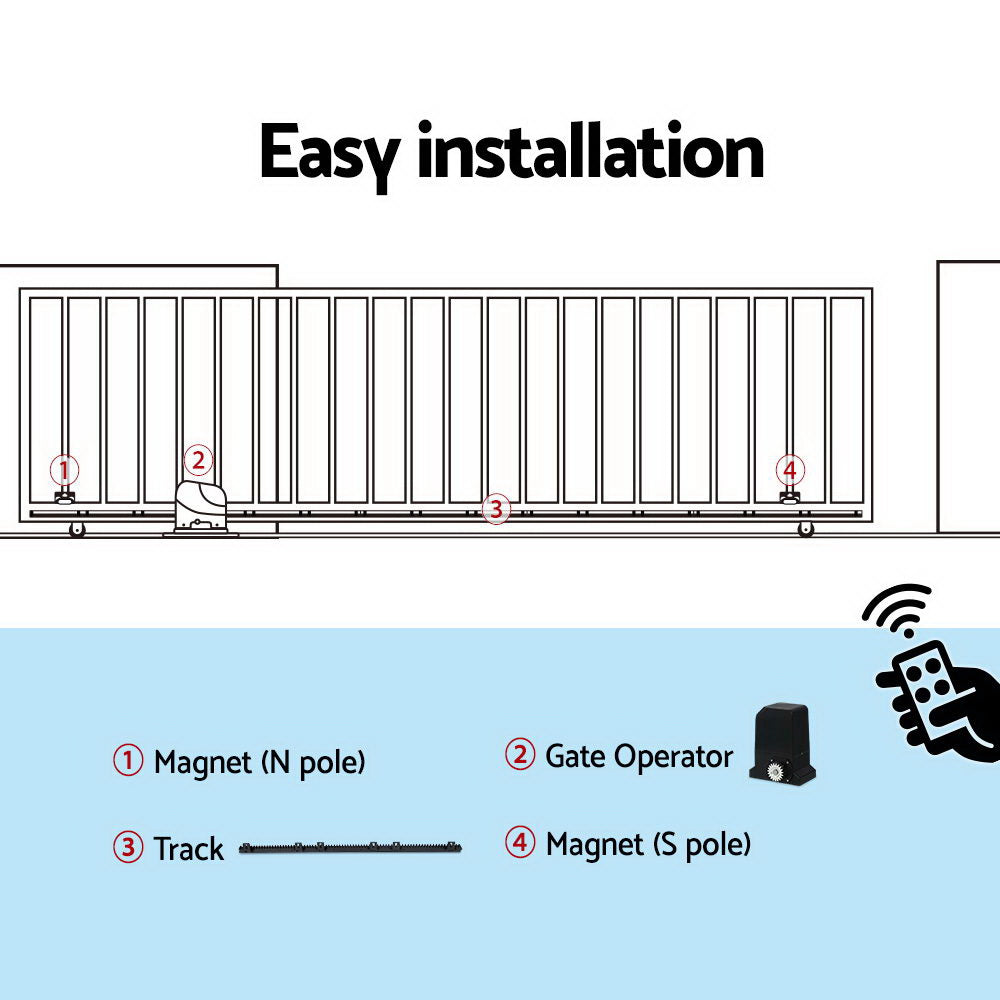 Automatic Sliding Gate Opener Kit 6M 1000KG