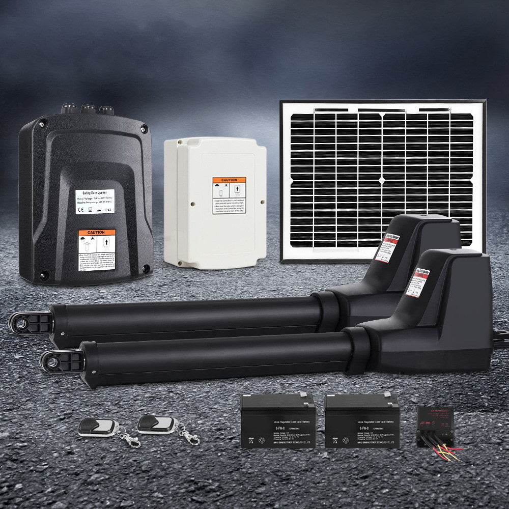 Swing Gate Opener Auto 10W Solar Power Electric Remote Control 800KG