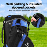 Everfit 6 Way Dividers Golf Bag Stand Insulated Carry Bag Zippered Rain Cover - Top-Down View