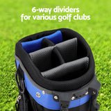 Everfit 6 Way Dividers Golf Bag Stand Insulated Carry Bag Zippered Rain Cover - 45-Degree Angle