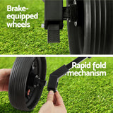 Compact Everfit Golf Cart Trolley with Quick-Fold Mechanism, Cup Holder, and Scoreboard Holder - Rear View