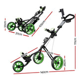 Everfit Golf Buggy Quick Folding Trolley Golf Cart 3 Wheels Height Adjustable - Front View