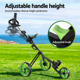 Everfit Golf Buggy Quick Folding Trolley Golf Cart 3 Wheels Height Adjustable - Top-Down View