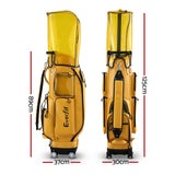 Everfit Golf Cart Bag Rolling Buggy Club Organiser Synthetic Leather Yellow - Front View