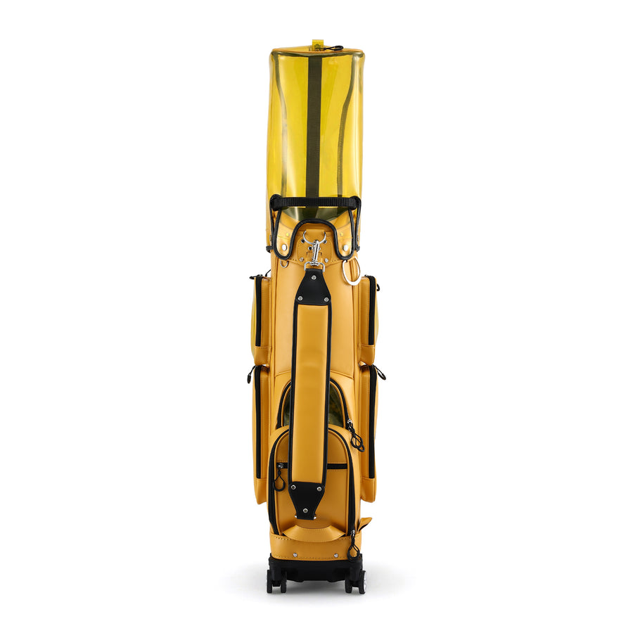 Everfit Golf Cart Bag Rolling Buggy Club Organiser Synthetic Leather Yellow, image 3
