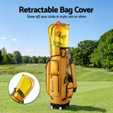 Everfit Golf Cart Bag Rolling Buggy Club Organiser Synthetic Leather Yellow - Top-Down View