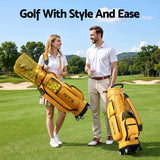 Everfit Golf Cart Bag Rolling Buggy Club Organiser Synthetic Leather Yellow - Extra Image