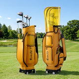 Everfit Golf Cart Bag Rolling Buggy Club Organiser Synthetic Leather Yellow - Extra Image