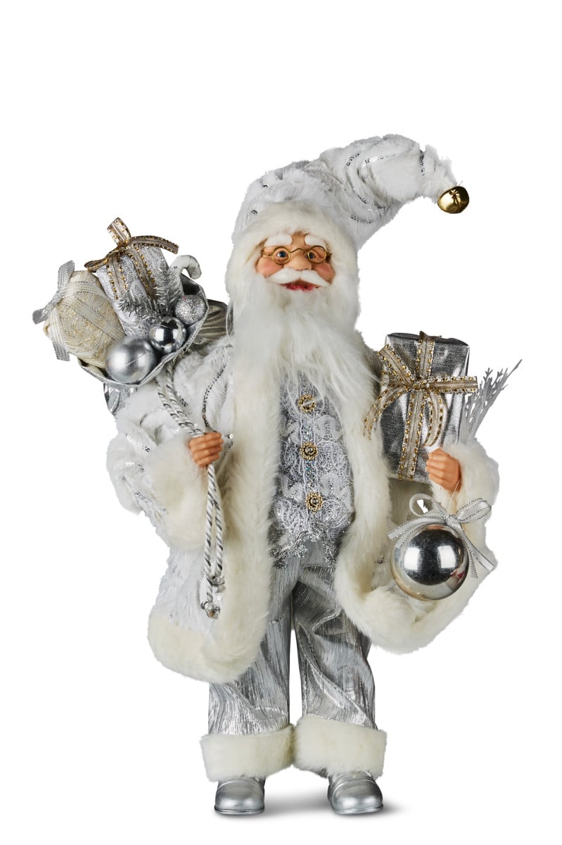 Christabelle White & Silver Santa Claus 46cm
