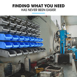 BAUMR-AG 69pc Wall Mounted Parts Bin Rack with Tool Holders - Blue - Close-Up Angle