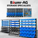 BAUMR-AG 69pc Wall Mounted Parts Bin Rack with Tool Holders - Blue - Extra Image