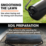 PLANTCRAFT 48' 116L Tow Behind Lawn Roller, Water or Sand Filled, for grass sod, seed, and unlevel ground - Top-Down View