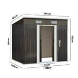 Livsip Garden Shed 1.94x1.21M Workshop Cabin Metal House - Front View