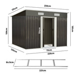Livsip Garden Shed 2.38x1.31M Workshop Cabin Metal Base - Front View