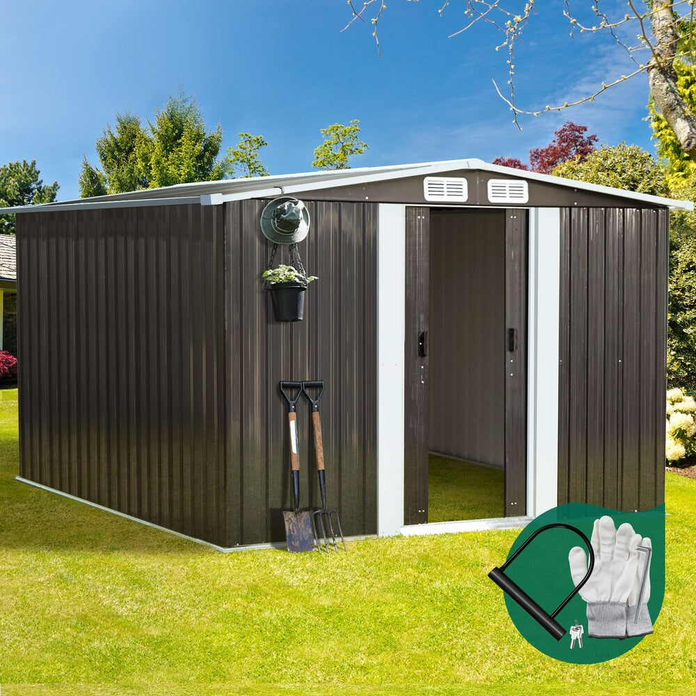 Livsip Garden Shed 2.57x2.05M Workshop Cabin Metal House
