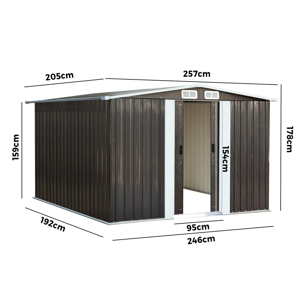 Livsip Garden Shed 2.57x2.05M Workshop Cabin Metal House