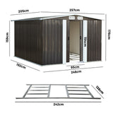 Livsip Garden Shed 2.57x2.05M Workshop Cabin Metal Base - Rear View