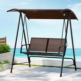 Gardeon Outdoor Swing Chair Garden Bench Furniture Canopy 2 Seater Brown - 45-Degree Angle
