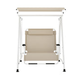 Gardeon Outdoor Swing Chair Garden Lounger Furniture Canopy 2 Seater Beige - Side View