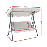 Gardeon Outdoor Swing Chair Garden Chair Bench Furniture Canopy 3 Seater Beige