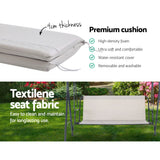 Gardeon Outdoor Swing Chair Garden Chair Bench Furniture Canopy 3 Seater Beige - 45-Degree Angle