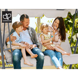 Gardeon Outdoor Swing Chair Garden Chair Bench Furniture Canopy 3 Seater Beige - Close-Up Angle