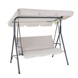 Gardeon Outdoor Swing Chair Garden Chair Bench Furniture Canopy 3 Seater Beige - Low Angle