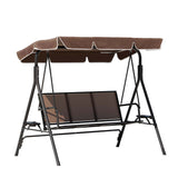 Gardeon Outdoor Swing Chair Garden Chair Canopy Cup Holder 3 Seater Brown - Close-Up Angle