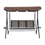 Gardeon Outdoor Swing Chair Garden Chair Canopy Cup Holder 3 Seater Brown - Front View