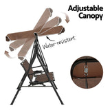 Gardeon Outdoor Swing Chair Garden Chair Canopy Cup Holder 3 Seater Brown - 45-Degree Angle