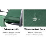 Gardeon Outdoor Swing Chair Garden Chair Bench Furniture Canopy 3 Seater Green - Top-Down View