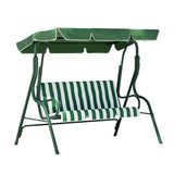 Gardeon Outdoor Swing Chair Garden Bench Furniture Canopy 3 Seater White Green - Close-Up Angle