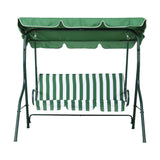 Gardeon Outdoor Swing Chair Garden Bench Furniture Canopy 3 Seater White Green - Side View