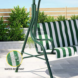 Gardeon Outdoor Swing Chair Garden Bench Furniture Canopy 3 Seater White Green - Top-Down View