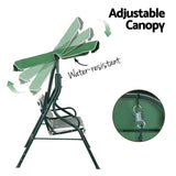 Gardeon Outdoor Swing Chair Garden Bench Furniture Canopy 3 Seater White Green - 45-Degree Angle