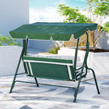 Gardeon Outdoor Swing Chair Garden Bench Furniture Canopy 3 Seater White Green - Rear View