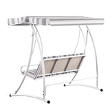 Gardeon Outdoor Swing Chair Garden Bench Furniture Canopy 3 Seater White Grey - Side View