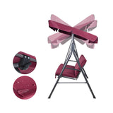 Gardeon Outdoor Swing Chair Garden Bench Furniture Canopy 3 Seater Wine Red - Side View