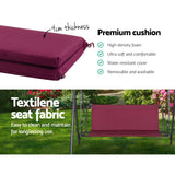 Gardeon Outdoor Swing Chair Garden Bench Furniture Canopy 3 Seater Wine Red - 45-Degree Angle